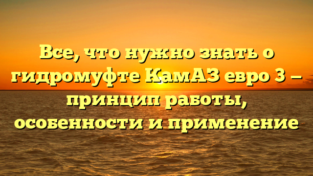 Все, что нужно знать о гидромуфте КамАЗ евро 3 — принцип работы, особенности и применение