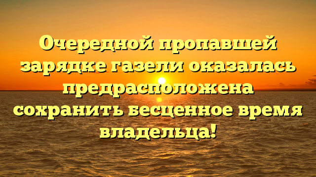 Очередной пропавшей зарядке газели оказалась предрасположена сохранить бесценное время владельца!